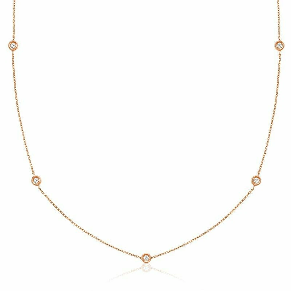 Bezel Diamond by the Yard Necklace 0.25CTDI Rose Gold