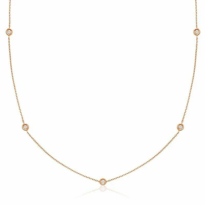 Bezel Diamond by the Yard Necklace 0.25CTDI Rose Gold