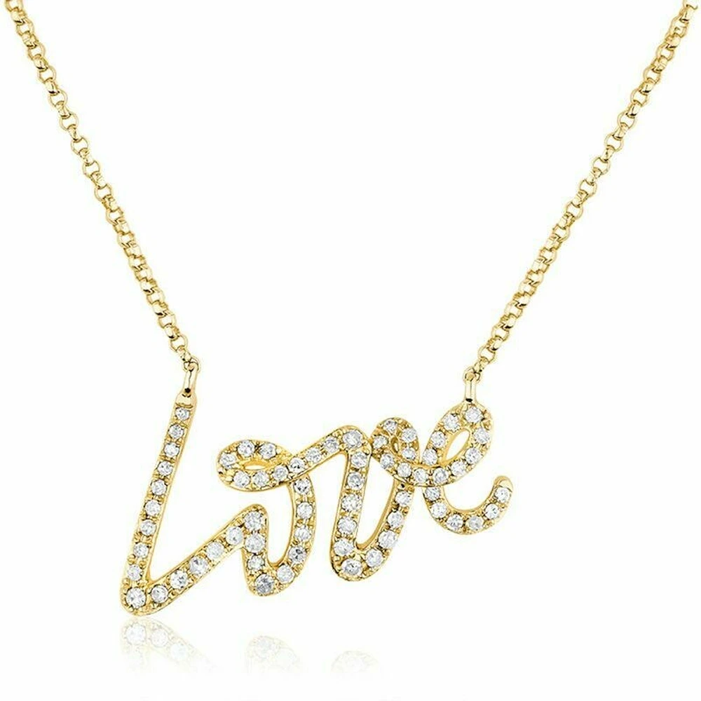 "LOVE" Diamond Necklace 0.30CTDI Yellow Gold