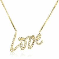 "LOVE" Diamond Necklace 0.30CTDI Yellow Gold