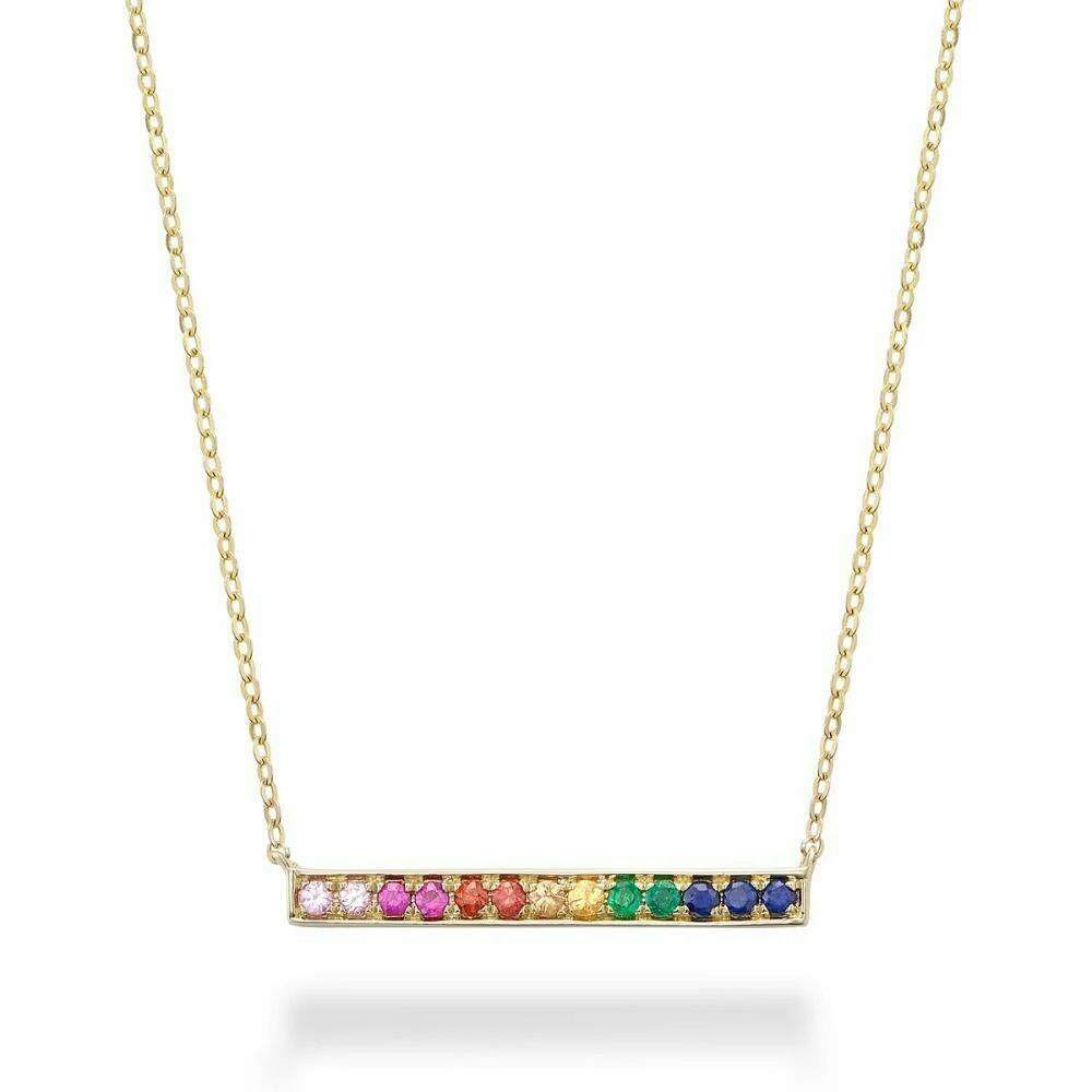 Rainbow Bar Necklace Yellow Gold