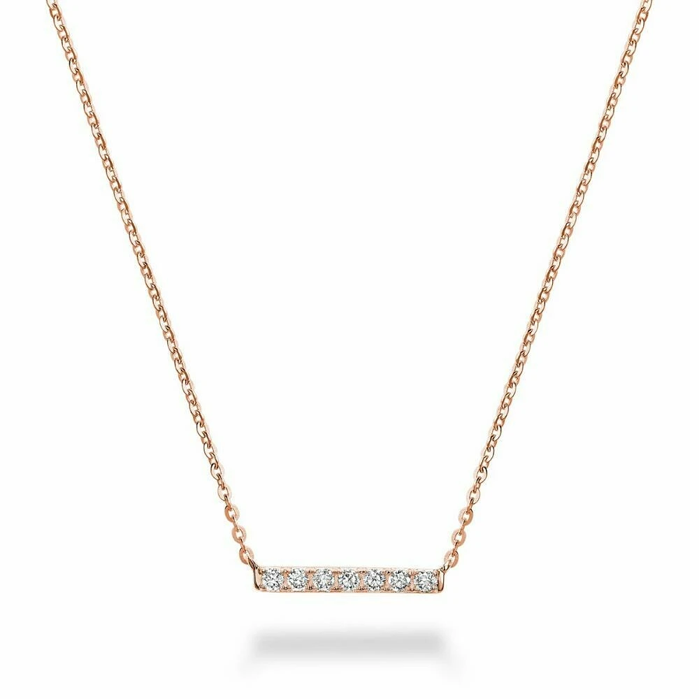 Diamond Bar Necklace 0.10CTDI Rose Gold