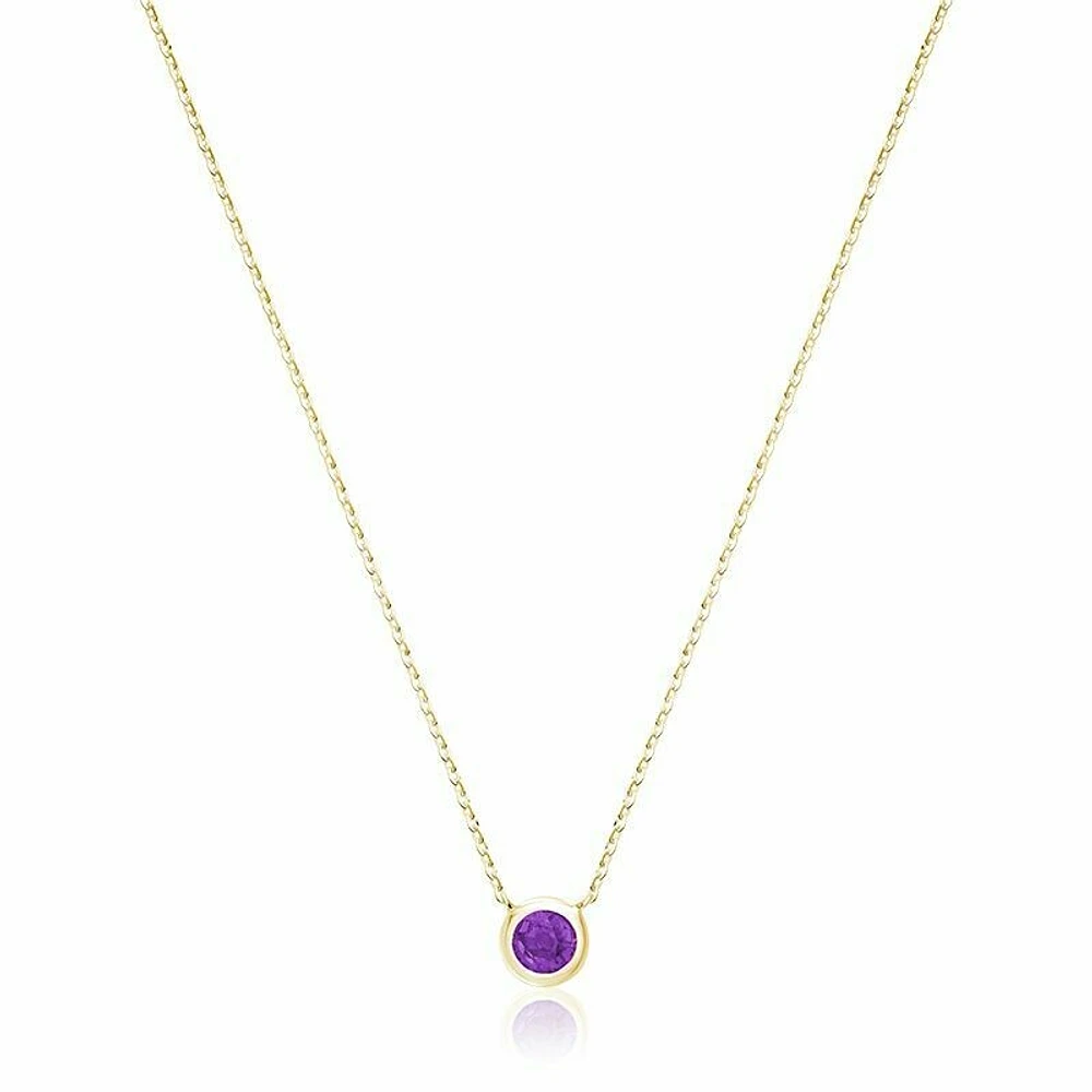 Bezel Set Amethyst Necklace Gold