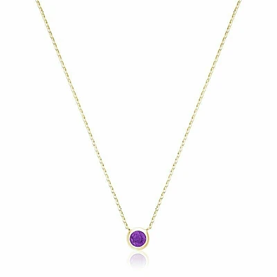 Bezel Set Amethyst Necklace Gold