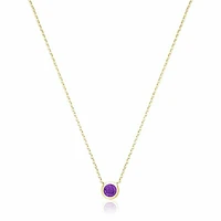 Bezel Set Amethyst Necklace Gold