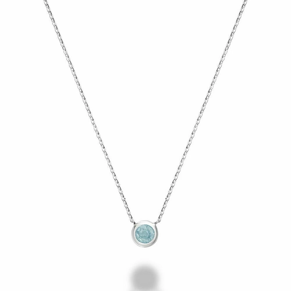 Bezel Set Aquamarine Necklace Gold