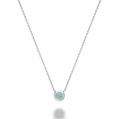 Bezel Set Aquamarine Necklace Gold