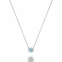 Bezel Set Aquamarine Necklace Gold