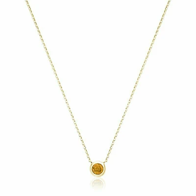 Bezel Set Citrine Necklace Yellow Gold