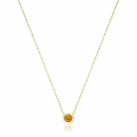 Bezel Set Citrine Necklace Yellow Gold