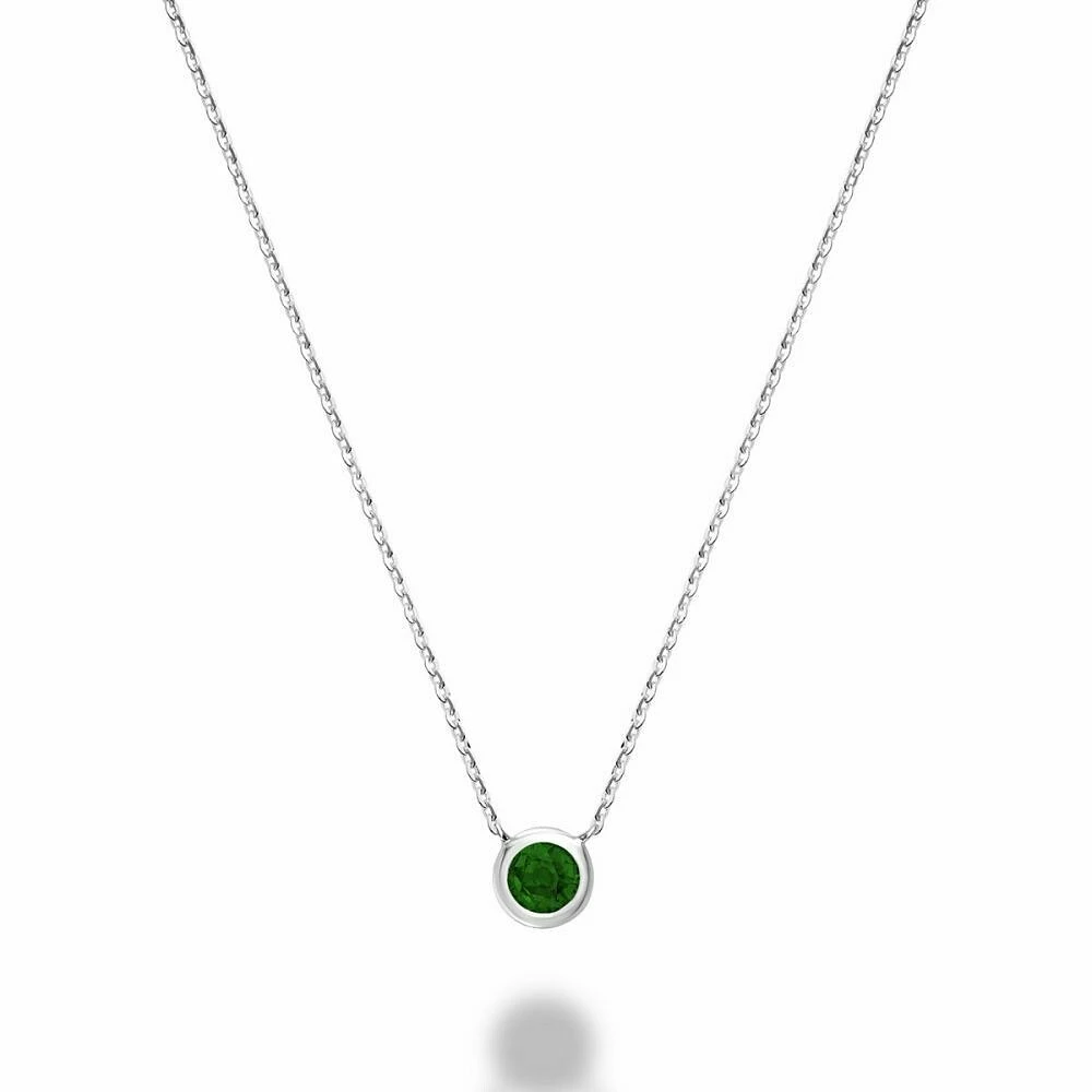 Bezel Set Emerald Necklace Gold