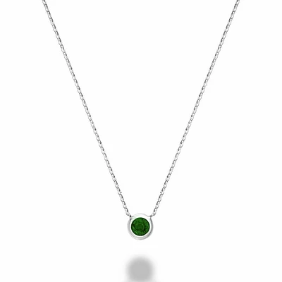 Bezel Set Emerald Necklace Gold