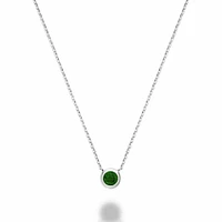 Bezel Set Emerald Necklace Gold