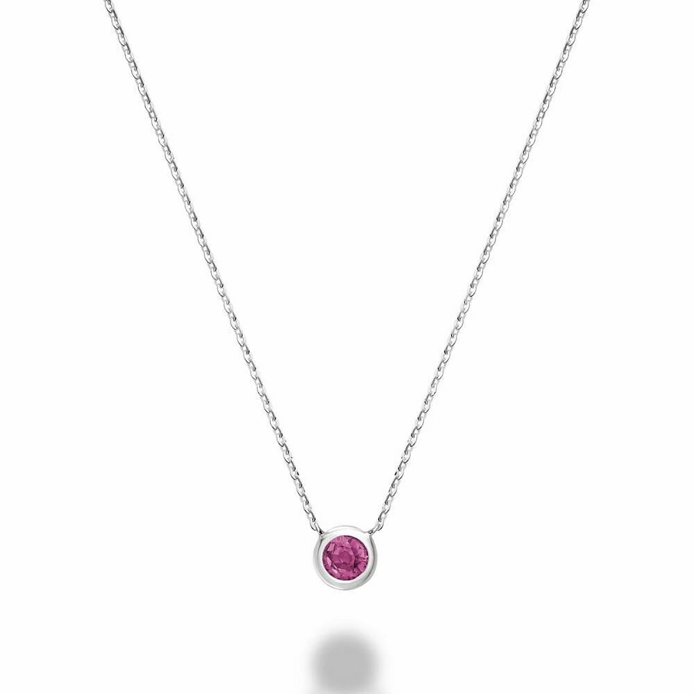 Bezel Set Pink Topaz Necklace White Gold