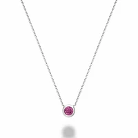Bezel Set Pink Topaz Necklace White Gold