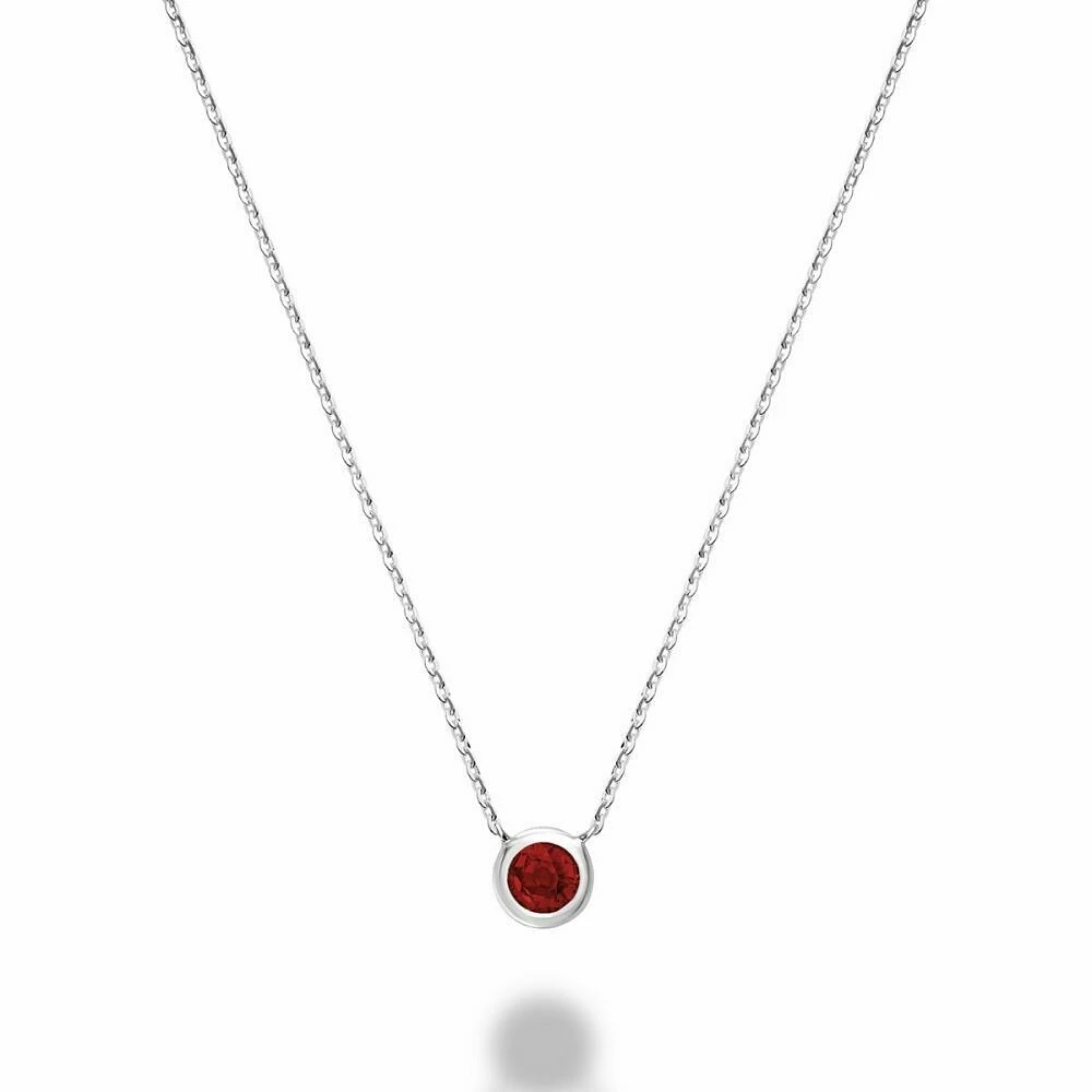 Bezel Set Ruby Necklace White Gold