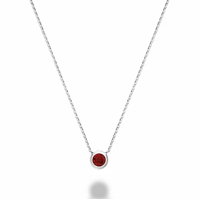 Bezel Set Ruby Necklace White Gold