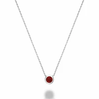 Bezel Set Ruby Necklace White Gold