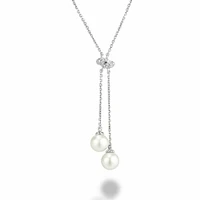 Cultured Freshwater Pearl & Diamond Necklace 0.03CTDI Gold