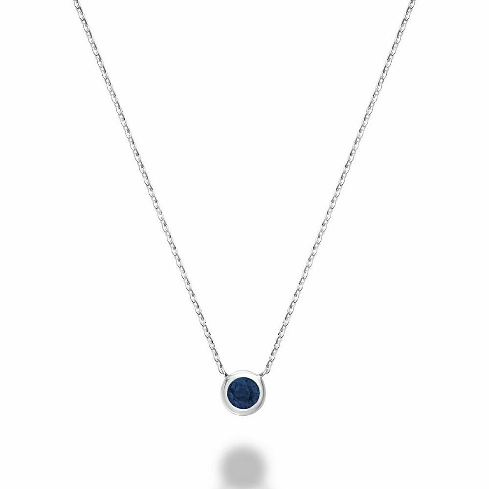 Bezel Set Blue Sapphire Necklace Gold