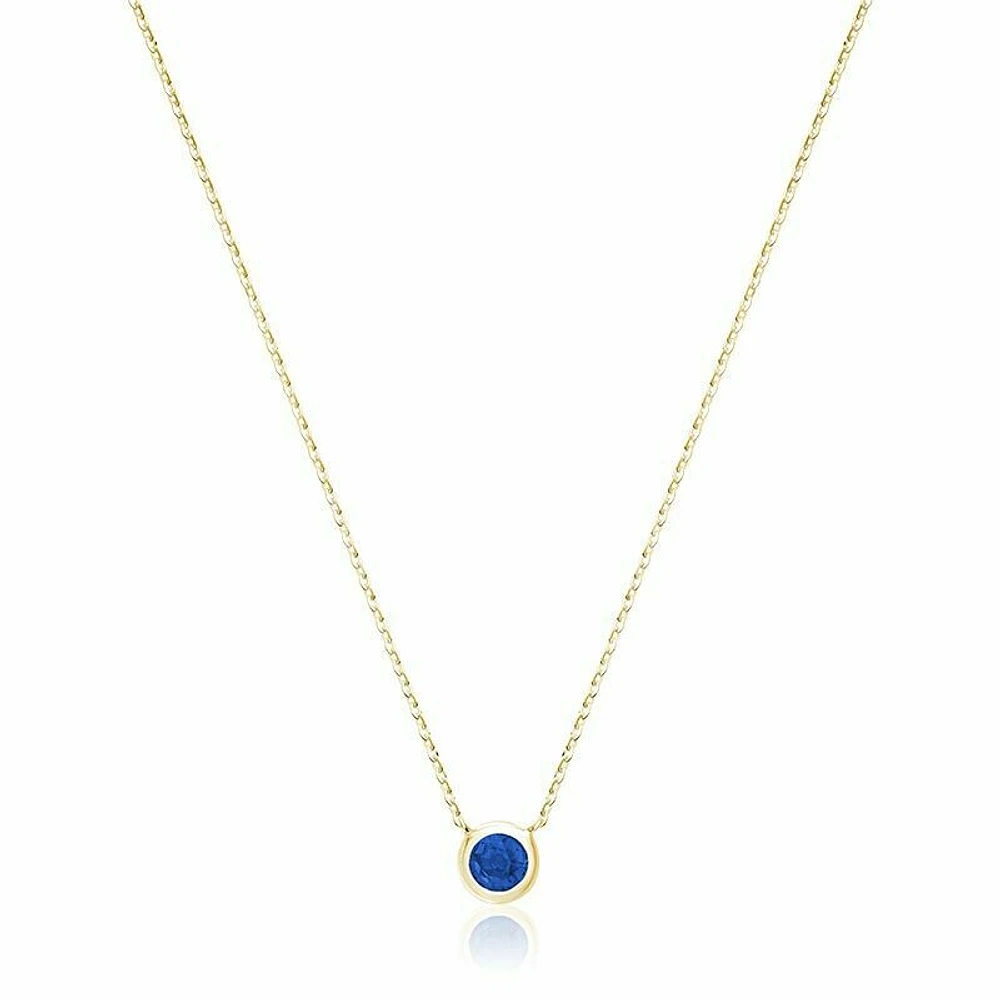 Bezel Set Blue Sapphire Necklace Gold