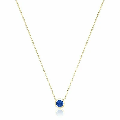 Bezel Set Blue Sapphire Necklace Gold