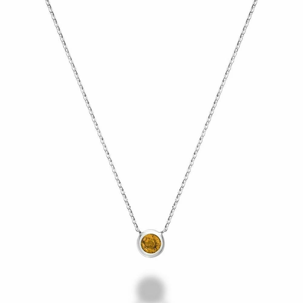 Bezel Set Citrine Necklace Gold