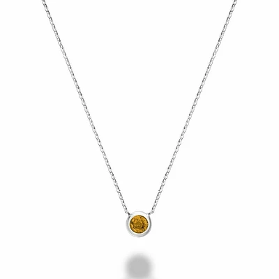 Bezel Set Citrine Necklace Gold