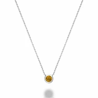 Bezel Set Citrine Necklace Gold