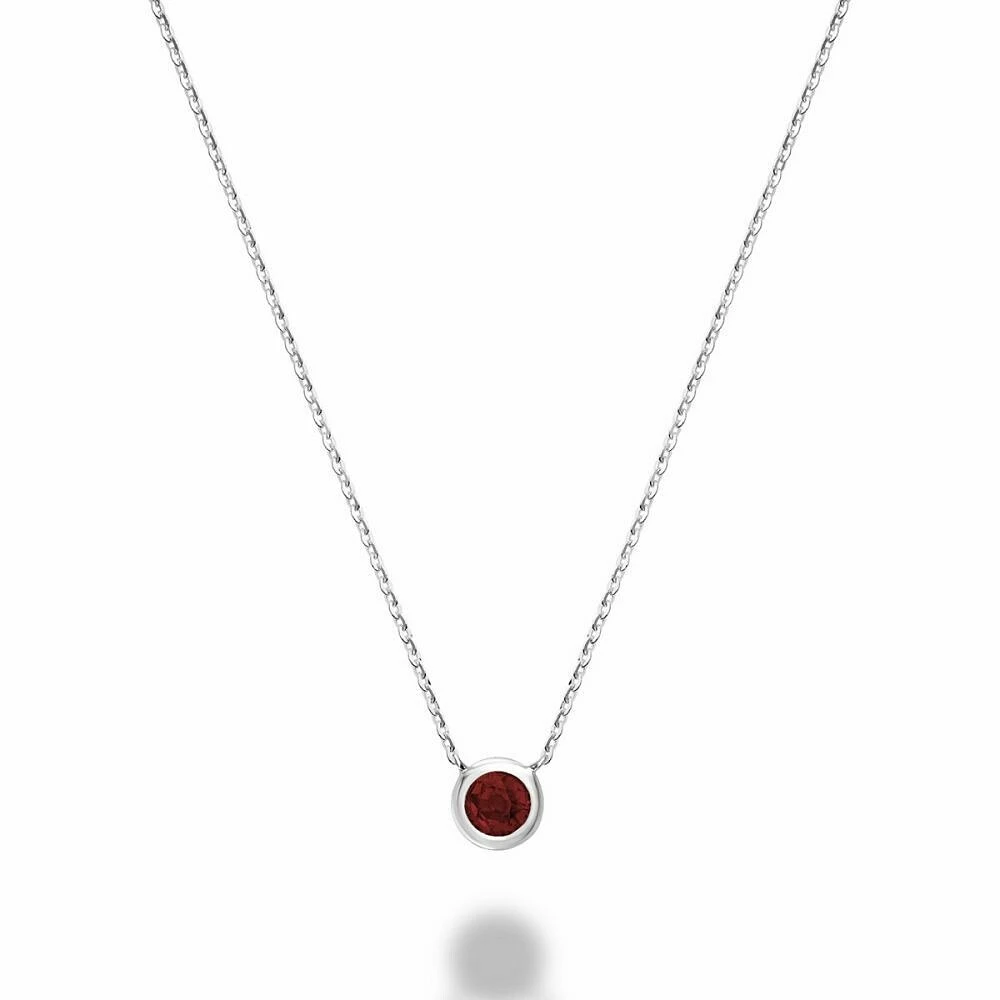 Bezel Set Garnet Necklace Gold