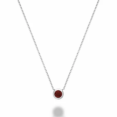 Bezel Set Garnet Necklace Gold