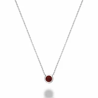 Bezel Set Garnet Necklace Gold