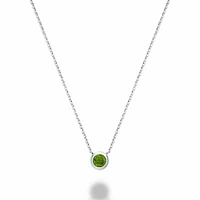 Bezel Set Peridot Necklace White Gold