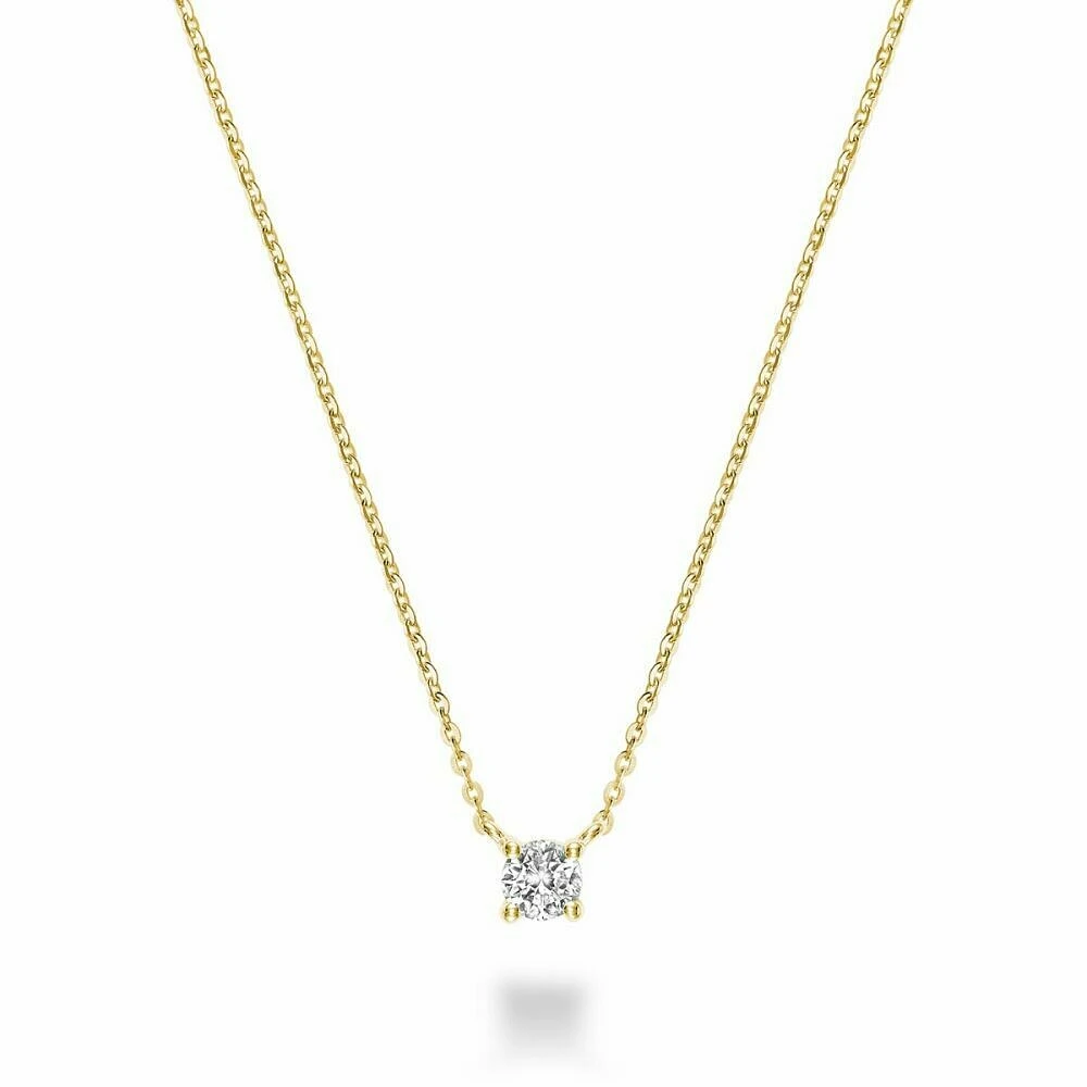 Solitaire Diamond Necklace 0.13CTDI Yellow Gold