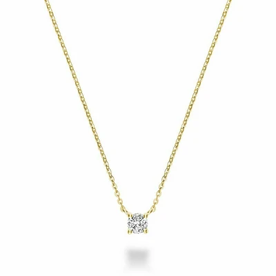 Solitaire Diamond Necklace 0.13CTDI Yellow Gold