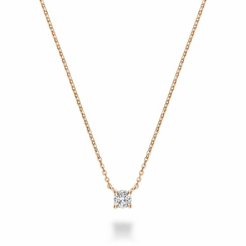 Solitaire Diamond Necklace 0.07CTDI Rose Gold