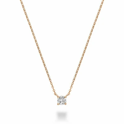 Solitaire Diamond Necklace 0.07CTDI Rose Gold