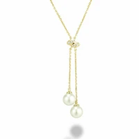Cultured Freshwater Pearl & Diamond Necklace 0.03CTDI Yellow Gold