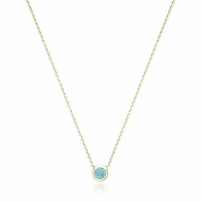 Bezel Set Aquamarine Necklace Yellow Gold