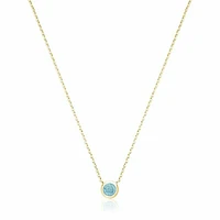 Bezel Set Aquamarine Necklace Yellow Gold