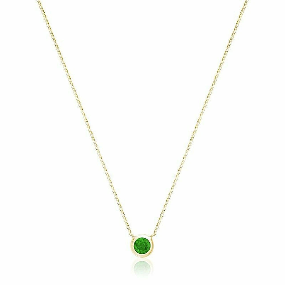 Bezel Set Emerald Necklace Yellow Gold