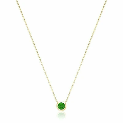 Bezel Set Emerald Necklace Yellow Gold