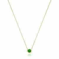 Bezel Set Emerald Necklace Yellow Gold