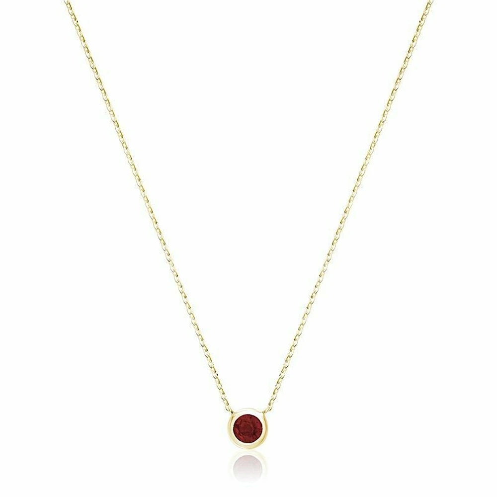 Bezel Set Garnet Necklace Yellow Gold