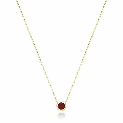 Bezel Set Garnet Necklace Yellow Gold