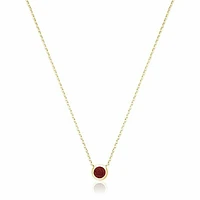 Bezel Set Garnet Necklace Yellow Gold