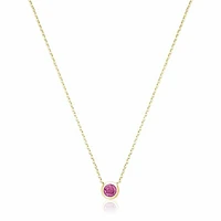 Bezel Set Pink Topaz Necklace Yellow Gold