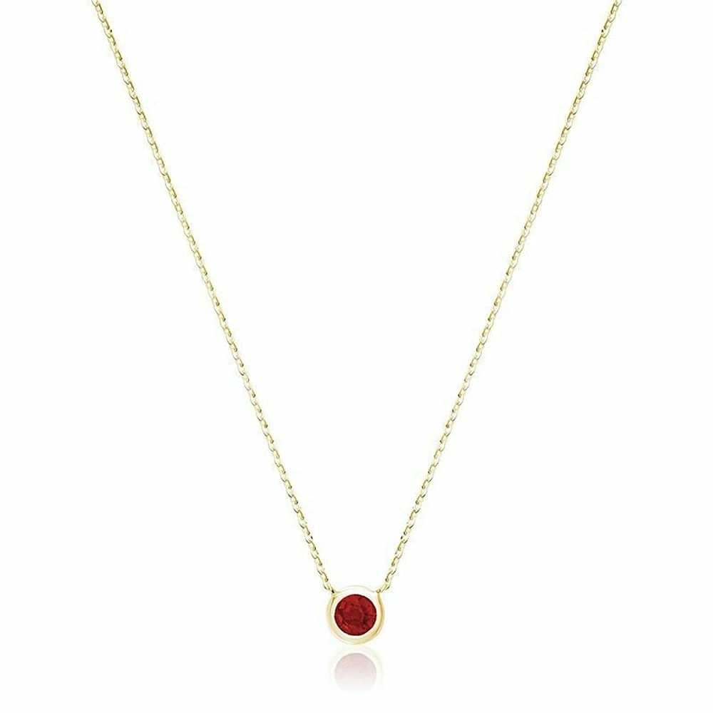 Bezel Set Ruby Necklace Yellow Gold