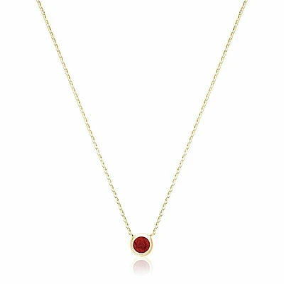 Bezel Set Ruby Necklace Yellow Gold