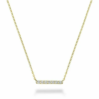 Diamond Bar Necklace 0.10CTDI Yellow Gold